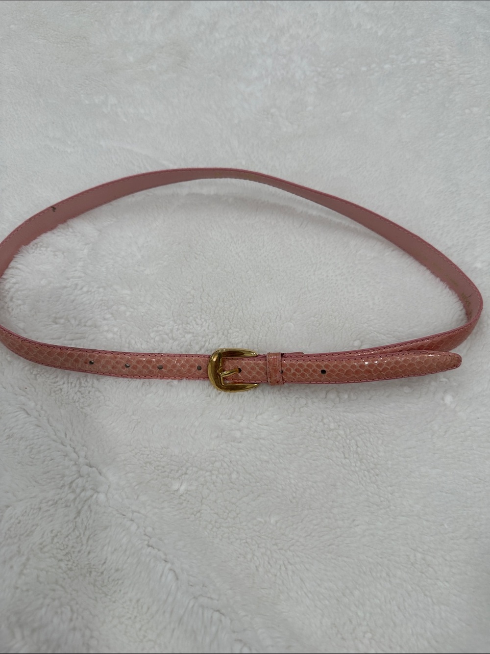 Vintage snakeskin Charter Club Slim Pink Belt with Gold-Tone Buckle - Picture 3 of 12